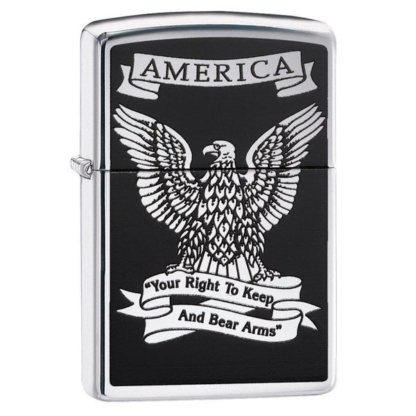 Zippo American Eagle Pocket Lighter, High Polish Chrome 28290